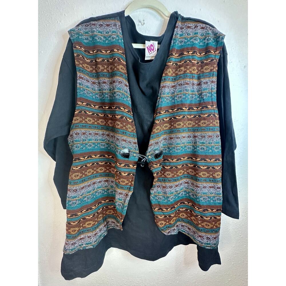 Vtg Plus No Boundaries Black Too With Attached Vest Western Boho Size 24